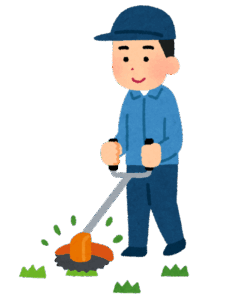 草刈りをする人のイラスト